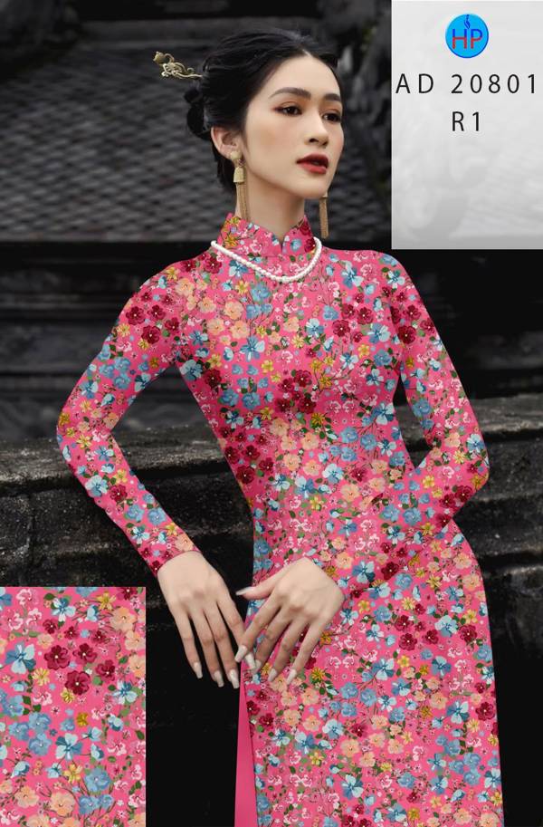 Vải Áo Dài Hoa Nhí Kiểu Mới AD 20801 51 Vải Áo Dài Hoa Nhí Kiểu Mới AD 20801