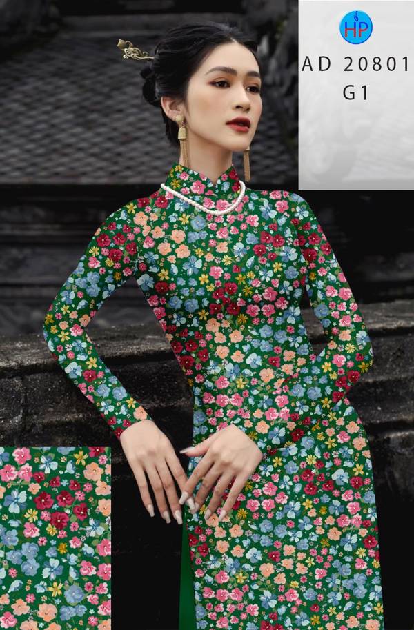 Vải Áo Dài Hoa Nhí Kiểu Mới AD 20801 52 Vải Áo Dài Hoa Nhí Kiểu Mới AD 20801