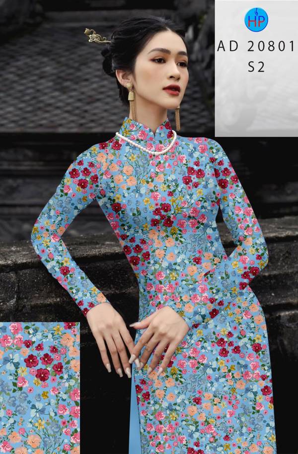 Vải Áo Dài Hoa Nhí Kiểu Mới AD 20801 50 Vải Áo Dài Hoa Nhí Kiểu Mới AD 20801