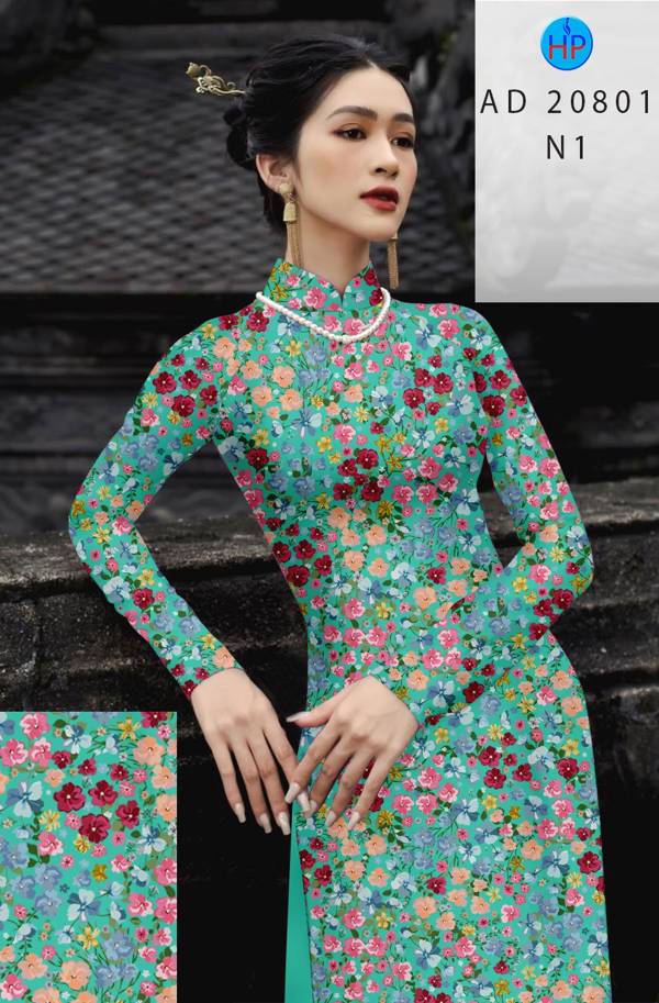 Vải Áo Dài Hoa Nhí Kiểu Mới AD 20801 54 Vải Áo Dài Hoa Nhí Kiểu Mới AD 20801