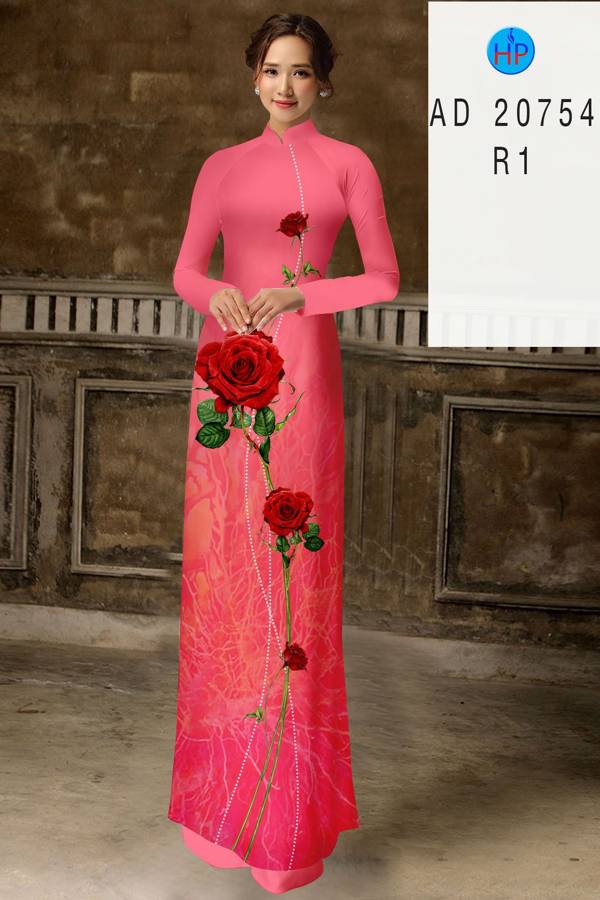 Vải Áo Dài Hoa Hồng Thiết Kế 2021 AD 20754 54 Vải Áo Dài Hoa Hồng Thiết Kế 2021 AD 20754