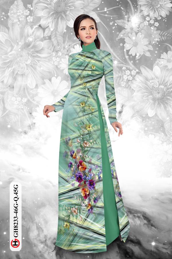 Vải Áo Dài Hoa In 3D Thiết Kế 2021 AD GH8233 34 Vải Áo Dài Hoa In 3D Thiết Kế 2021 AD GH8233