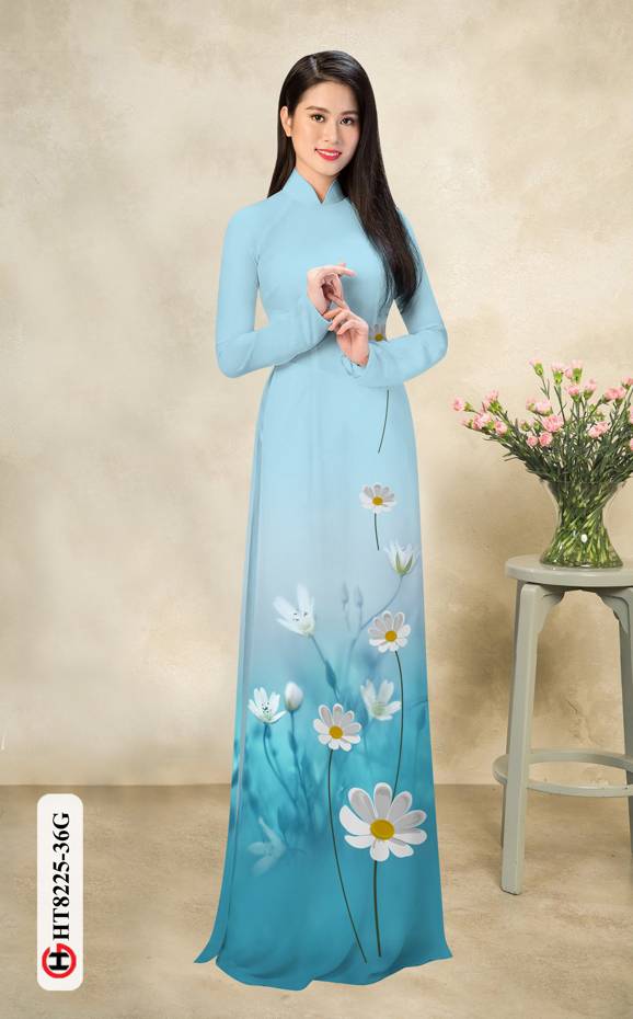 Vải Áo Dài Hoa Cúc Vừa Ra AD HT8225 36 Vải Áo Dài Hoa Cúc Vừa Ra  AD HT8225