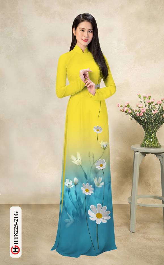 Vải Áo Dài Hoa Cúc Vừa Ra AD HT8225 40 Vải Áo Dài Hoa Cúc Vừa Ra  AD HT8225