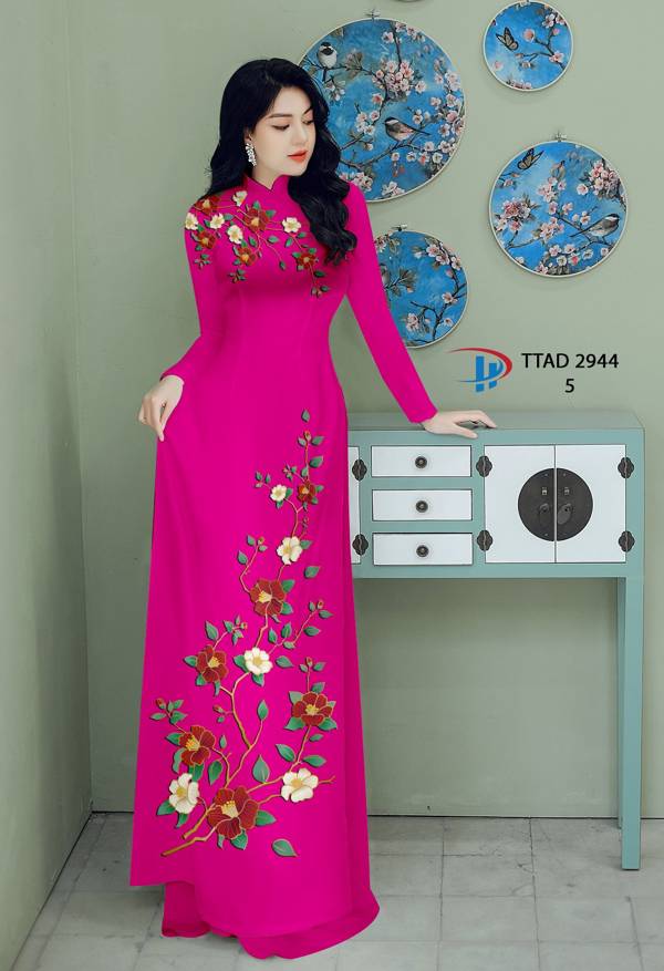 Vải Áo Dài Hoa In 3D Mới Ra AD TTAD2944 61 Vải Áo Dài Hoa In 3D Mới Ra AD TTAD2944