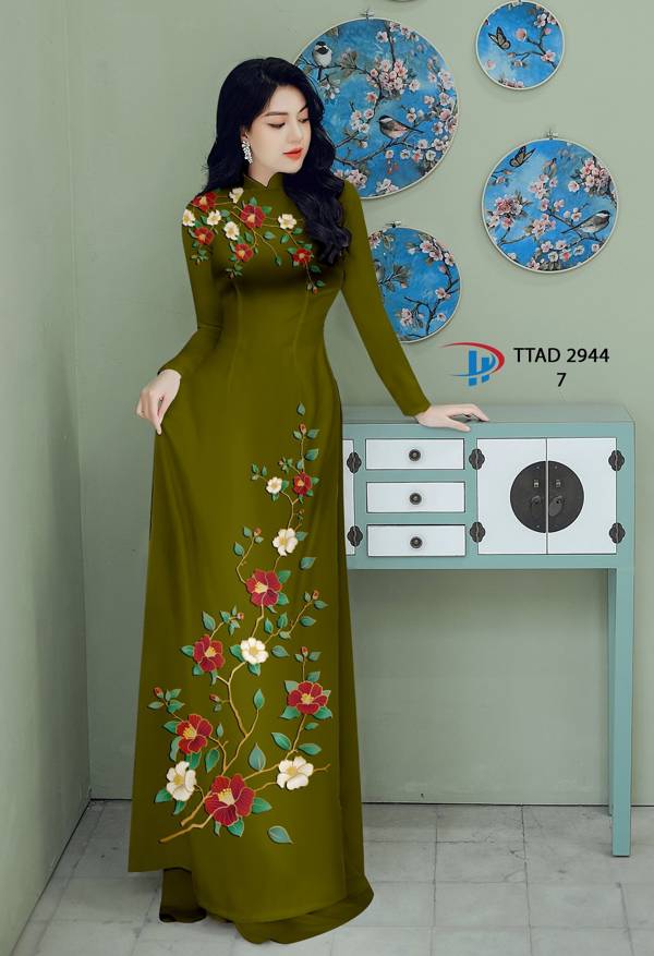 Vải Áo Dài Hoa In 3D Mới Ra AD TTAD2944 64 Vải Áo Dài Hoa In 3D Mới Ra AD TTAD2944