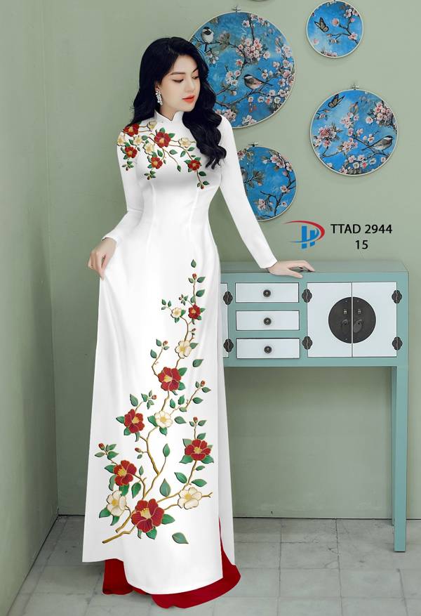 Vải Áo Dài Hoa In 3D Mới Ra AD TTAD2944 63 Vải Áo Dài Hoa In 3D Mới Ra AD TTAD2944
