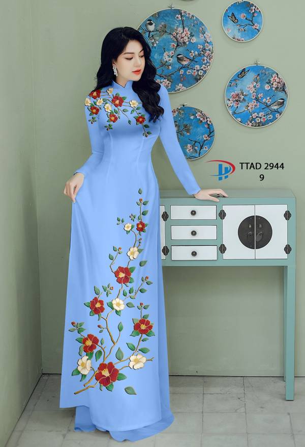 Vải Áo Dài Hoa In 3D Mới Ra AD TTAD2944 66 Vải Áo Dài Hoa In 3D Mới Ra AD TTAD2944