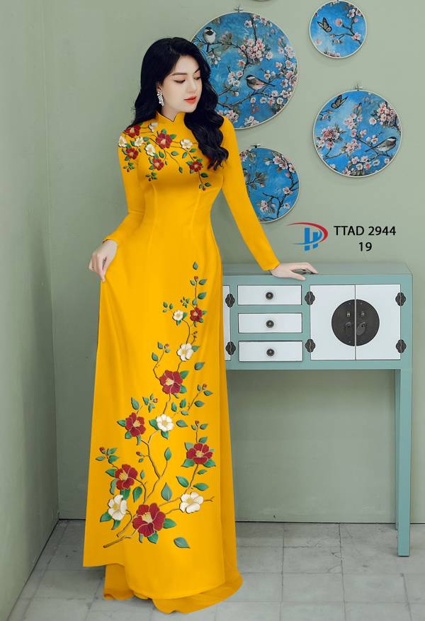 Vải Áo Dài Hoa In 3D Mới Ra AD TTAD2944 74 Vải Áo Dài Hoa In 3D Mới Ra AD TTAD2944