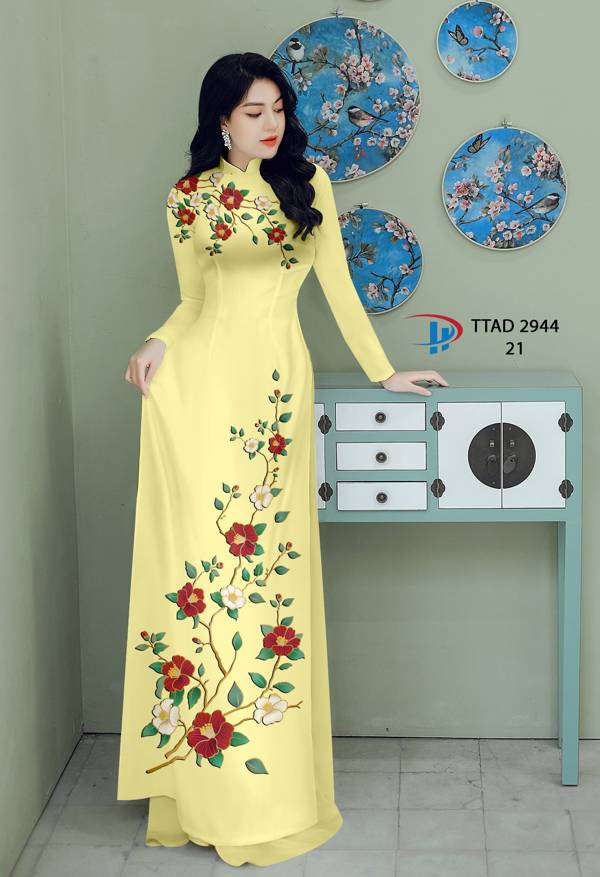 Vải Áo Dài Hoa In 3D Mới Ra AD TTAD2944 76 Vải Áo Dài Hoa In 3D Mới Ra AD TTAD2944