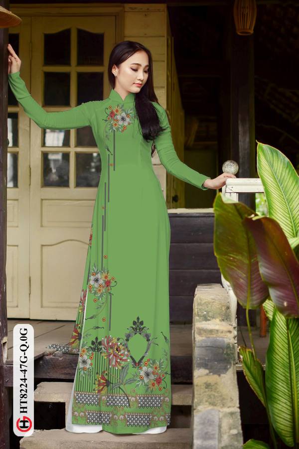 Vải Áo Dài Hoa In 3D Mới Ra AD HT8224 34 Vải Áo Dài Hoa In 3D Mới Ra AD HT8224