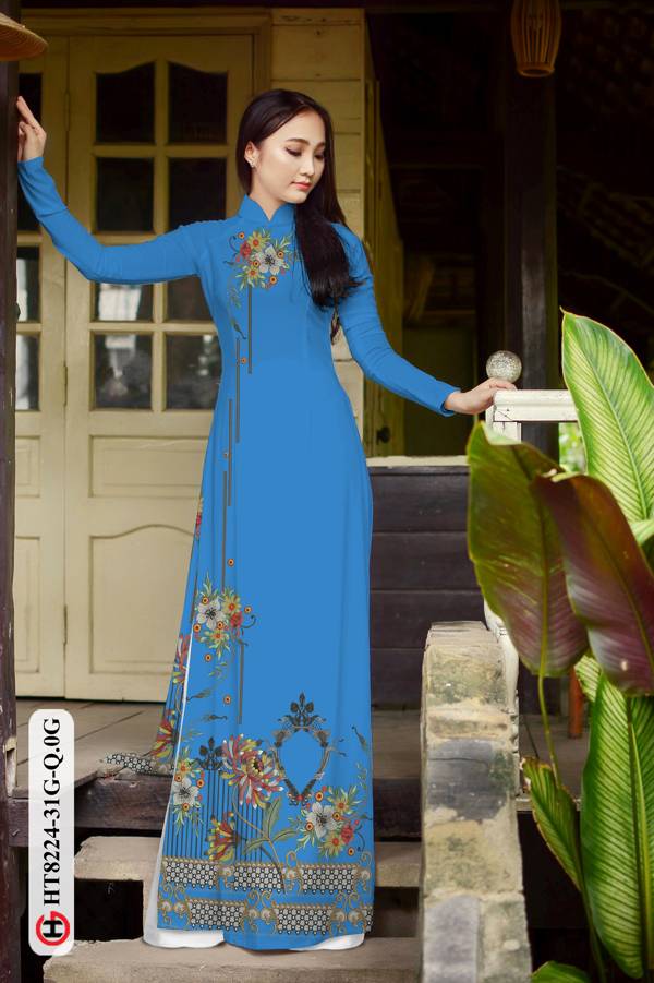 Vải Áo Dài Hoa In 3D Mới Ra AD HT8224 35 Vải Áo Dài Hoa In 3D Mới Ra AD HT8224