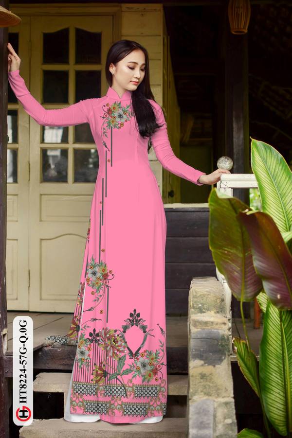 Vải Áo Dài Hoa In 3D Mới Ra AD HT8224 43 Vải Áo Dài Hoa In 3D Mới Ra AD HT8224