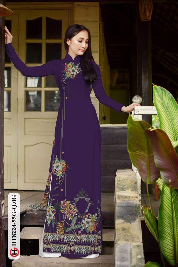 Vải Áo Dài Hoa In 3D Mới Ra AD HT8224 41 Vải Áo Dài Hoa In 3D Mới Ra AD HT8224