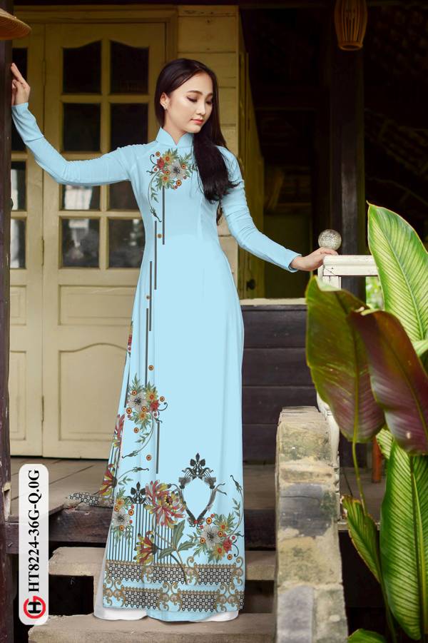 Vải Áo Dài Hoa In 3D Mới Ra AD HT8224 44 Vải Áo Dài Hoa In 3D Mới Ra AD HT8224