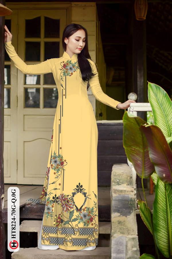 Vải Áo Dài Hoa In 3D Mới Ra AD HT8224 45 Vải Áo Dài Hoa In 3D Mới Ra AD HT8224