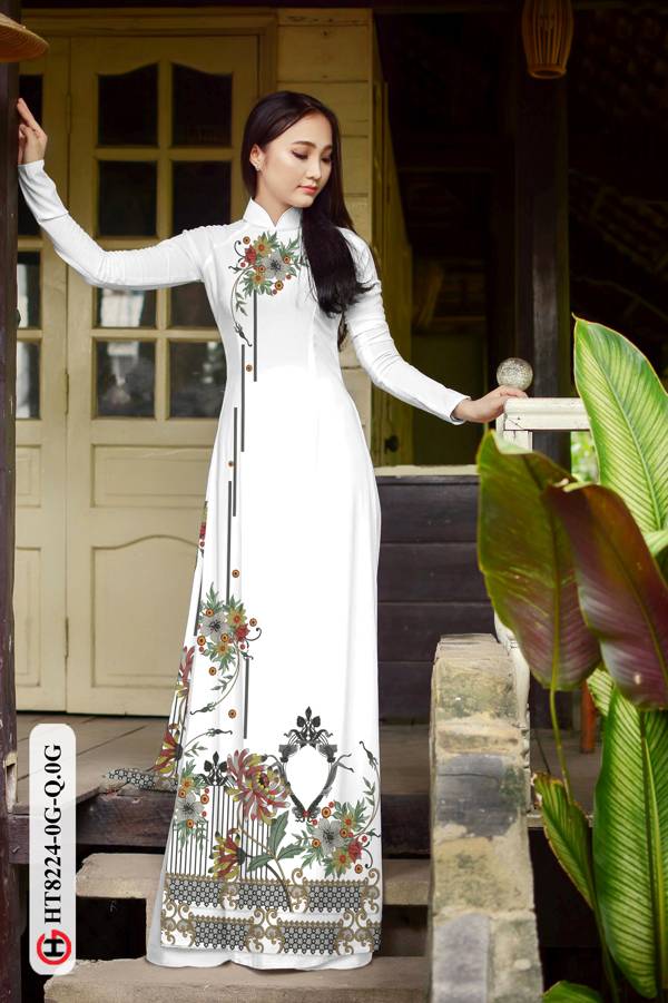 Vải Áo Dài Hoa In 3D Mới Ra AD HT8224 46 Vải Áo Dài Hoa In 3D Mới Ra AD HT8224
