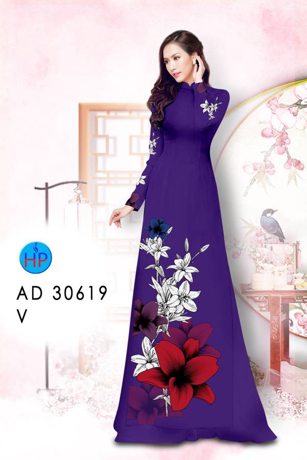 Vải Áo Dài Hoa In 3D Kiểu Mới AD 30619 41 Vải Áo Dài Hoa In 3D Kiểu Mới AD 30619