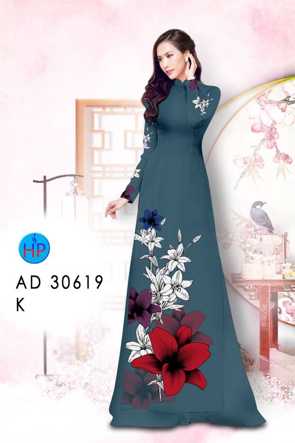 Vải Áo Dài Hoa In 3D Kiểu Mới AD 30619 44 Vải Áo Dài Hoa In 3D Kiểu Mới AD 30619