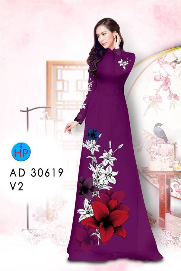Vải Áo Dài Hoa In 3D Kiểu Mới AD 30619 42 Vải Áo Dài Hoa In 3D Kiểu Mới AD 30619