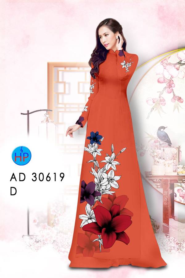 Vải Áo Dài Hoa In 3D Kiểu Mới AD 30619 43 Vải Áo Dài Hoa In 3D Kiểu Mới AD 30619