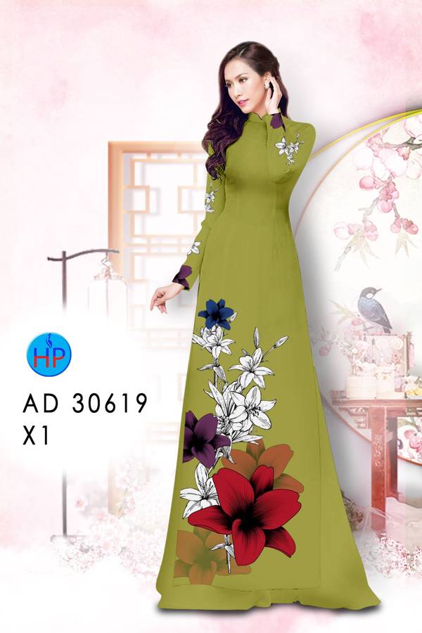Vải Áo Dài Hoa In 3D Kiểu Mới AD 30619 46 Vải Áo Dài Hoa In 3D Kiểu Mới AD 30619
