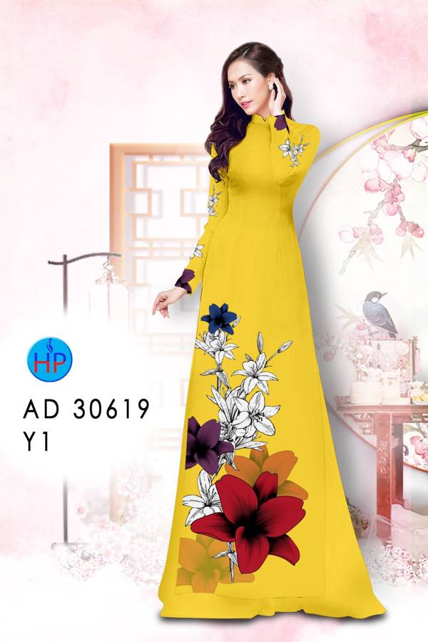 Vải Áo Dài Hoa In 3D Kiểu Mới AD 30619 47 Vải Áo Dài Hoa In 3D Kiểu Mới AD 30619