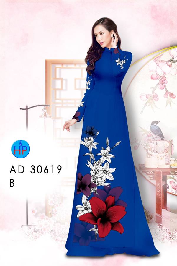 Vải Áo Dài Hoa In 3D Kiểu Mới AD 30619 49 Vải Áo Dài Hoa In 3D Kiểu Mới AD 30619