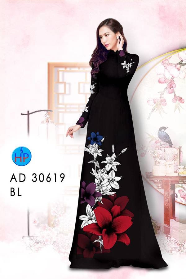Vải Áo Dài Hoa In 3D Kiểu Mới AD 30619 50 Vải Áo Dài Hoa In 3D Kiểu Mới AD 30619