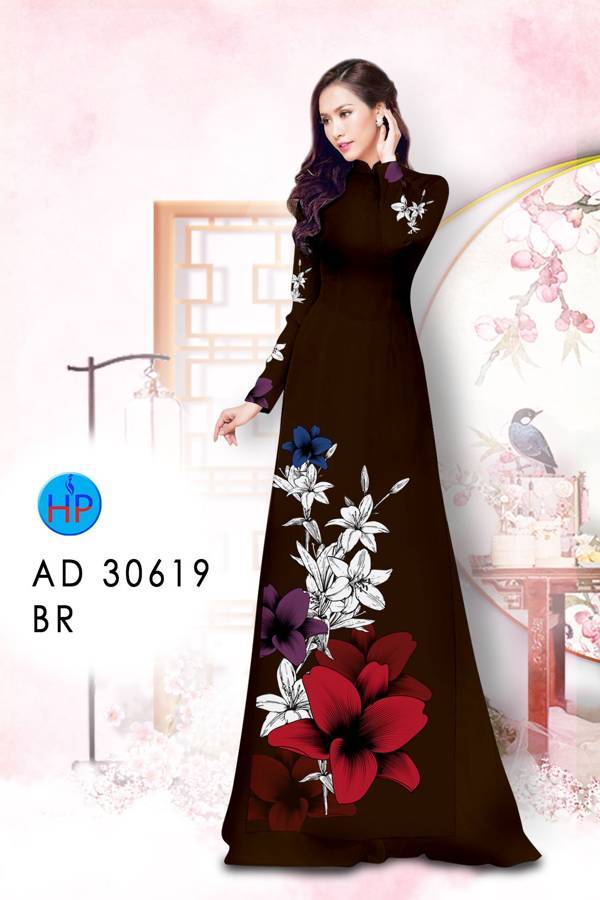 Vải Áo Dài Hoa In 3D Kiểu Mới AD 30619 52 Vải Áo Dài Hoa In 3D Kiểu Mới AD 30619