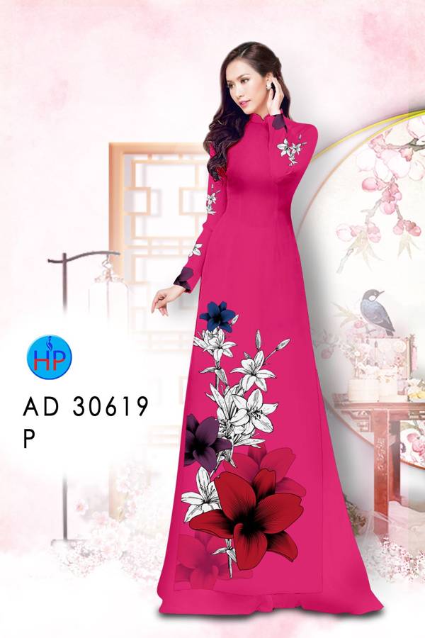 Vải Áo Dài Hoa In 3D Kiểu Mới AD 30619 55 Vải Áo Dài Hoa In 3D Kiểu Mới AD 30619