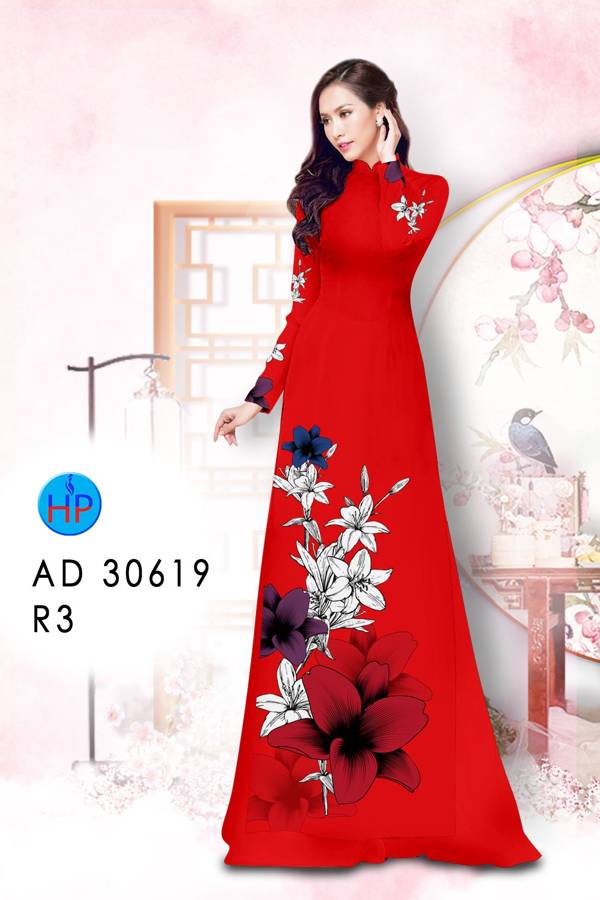 Vải Áo Dài Hoa In 3D Kiểu Mới AD 30619 54 Vải Áo Dài Hoa In 3D Kiểu Mới AD 30619