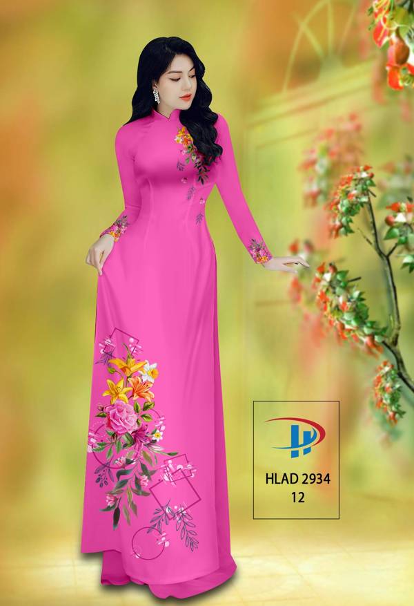 Vải Áo Dài Hoa Hồng Thiết Kế 2021 AD HLAD2934