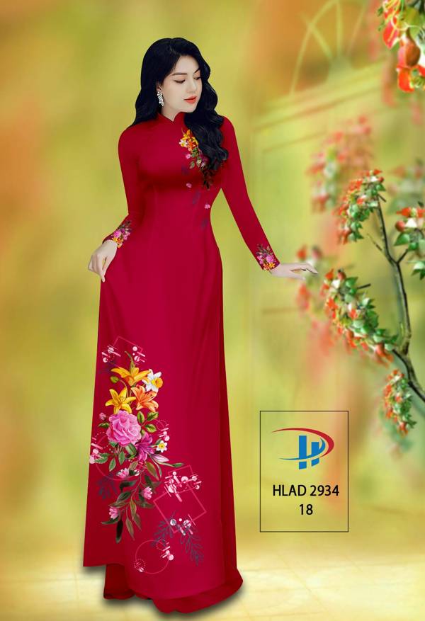 Vải Áo Dài Hoa Hồng Thiết Kế 2021 AD HLAD2934