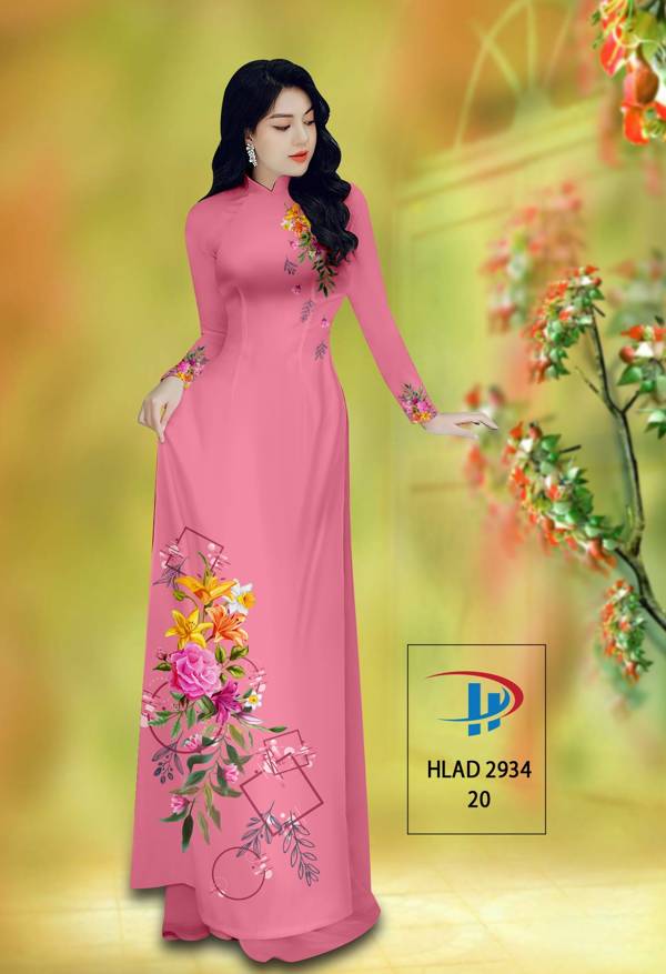 Vải Áo Dài Hoa Hồng Thiết Kế 2021 AD HLAD2934