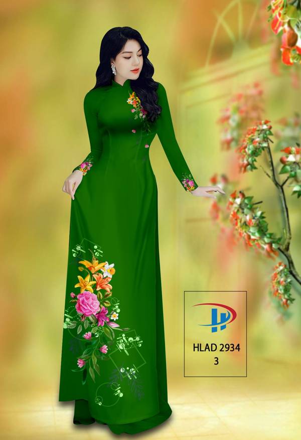Vải Áo Dài Hoa Hồng Thiết Kế 2021 AD HLAD2934