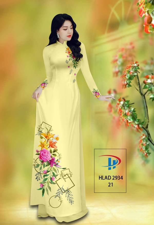 Vải Áo Dài Hoa Hồng Thiết Kế 2021 AD HLAD2934