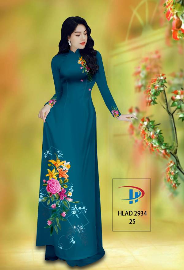 Vải Áo Dài Hoa Hồng Thiết Kế 2021 AD HLAD2934