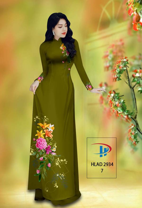 Vải Áo Dài Hoa Hồng Thiết Kế 2021 AD HLAD2934