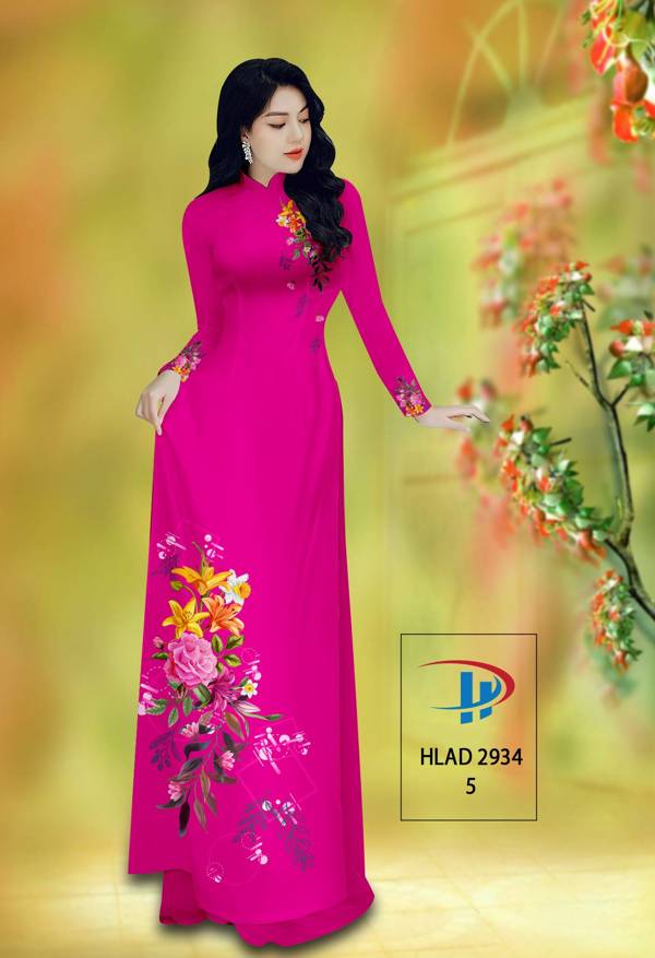 Vải Áo Dài Hoa Hồng Thiết Kế 2021 AD HLAD2934