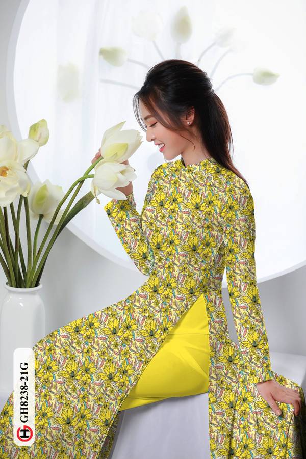 Vải Áo Dài Hoa Đều Độc Đáo AD GH8238 32 Vải Áo Dài Hoa Đều Độc Đáo AD GH8238