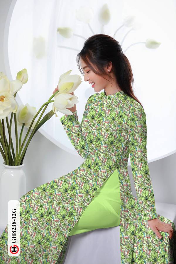 Vải Áo Dài Hoa Đều Độc Đáo AD GH8238 35 Vải Áo Dài Hoa Đều Độc Đáo AD GH8238