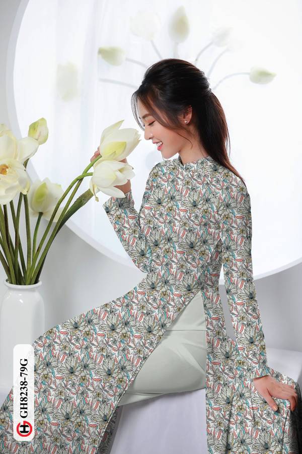 Vải Áo Dài Hoa Đều Độc Đáo AD GH8238 36 Vải Áo Dài Hoa Đều Độc Đáo AD GH8238