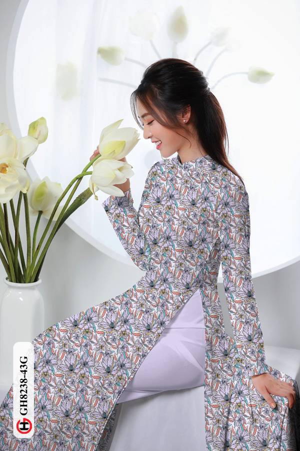 Vải Áo Dài Hoa Đều Độc Đáo AD GH8238 39 Vải Áo Dài Hoa Đều Độc Đáo AD GH8238