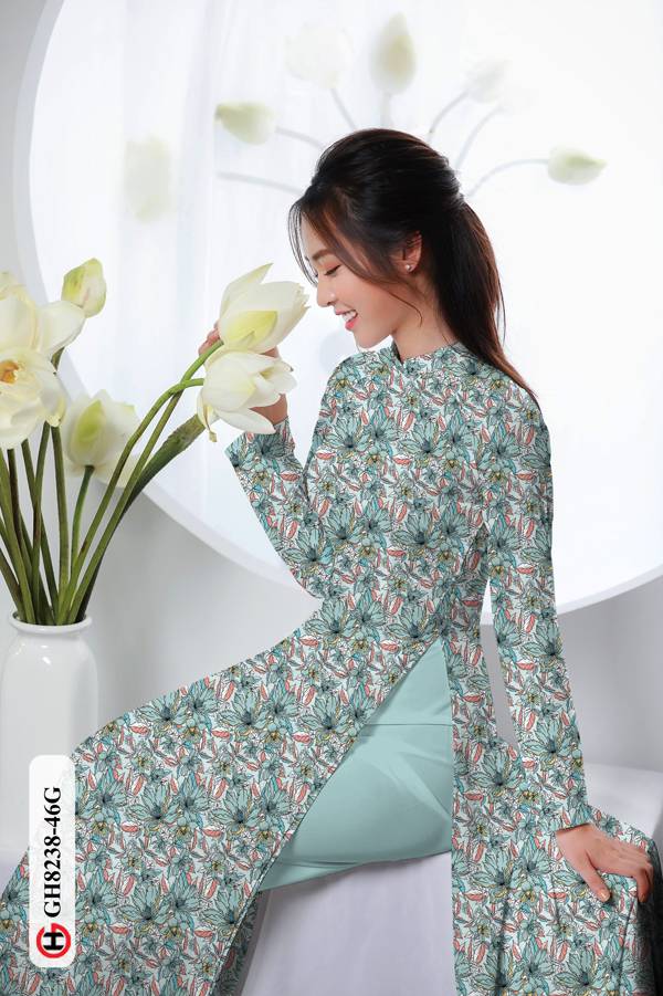 Vải Áo Dài Hoa Đều Độc Đáo AD GH8238 38 Vải Áo Dài Hoa Đều Độc Đáo AD GH8238