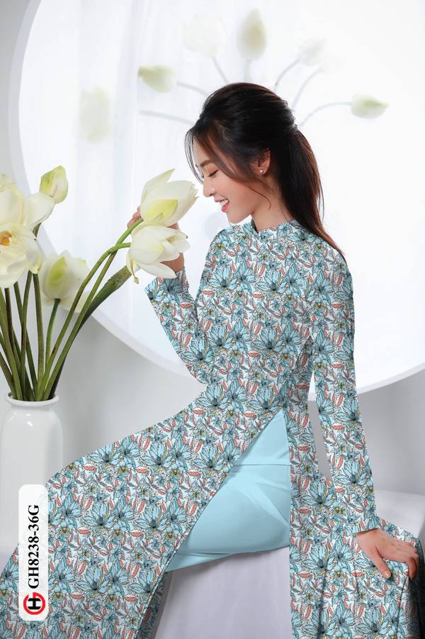 Vải Áo Dài Hoa Đều Độc Đáo AD GH8238 40 Vải Áo Dài Hoa Đều Độc Đáo AD GH8238