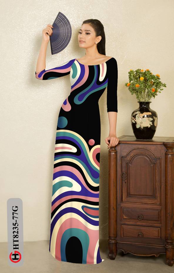 Vải Áo Dài Hoa Văn Kiểu Mới AD HT8235 35 Vải Áo Dài Hoa Văn Kiểu Mới AD HT8235