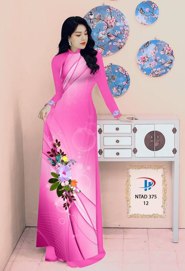 Vải Áo Dài Hoa In 3D Kiểu Mới AD NTAD375 53 Vải Áo Dài Hoa In 3D Kiểu Mới AD NTAD375