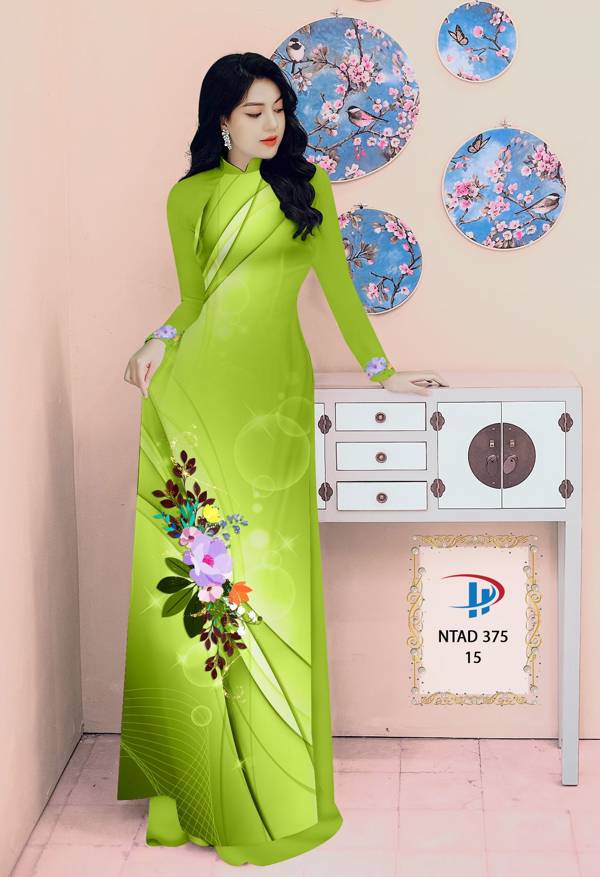 Vải Áo Dài Hoa In 3D Kiểu Mới AD NTAD375 55 Vải Áo Dài Hoa In 3D Kiểu Mới AD NTAD375