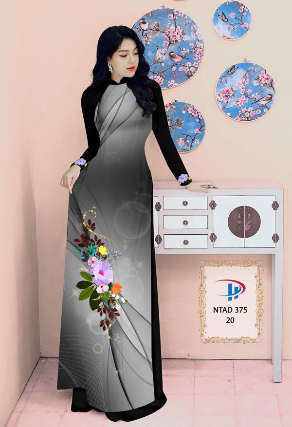 Vải Áo Dài Hoa In 3D Kiểu Mới AD NTAD375 62 Vải Áo Dài Hoa In 3D Kiểu Mới AD NTAD375